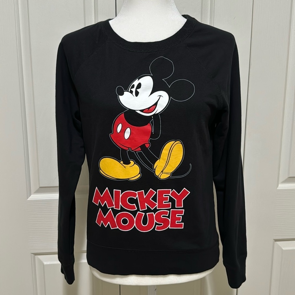 Disney Jerry Leigh Mickey Mouse Black Retro Graphic Crewneck Sweatshirt Size Med